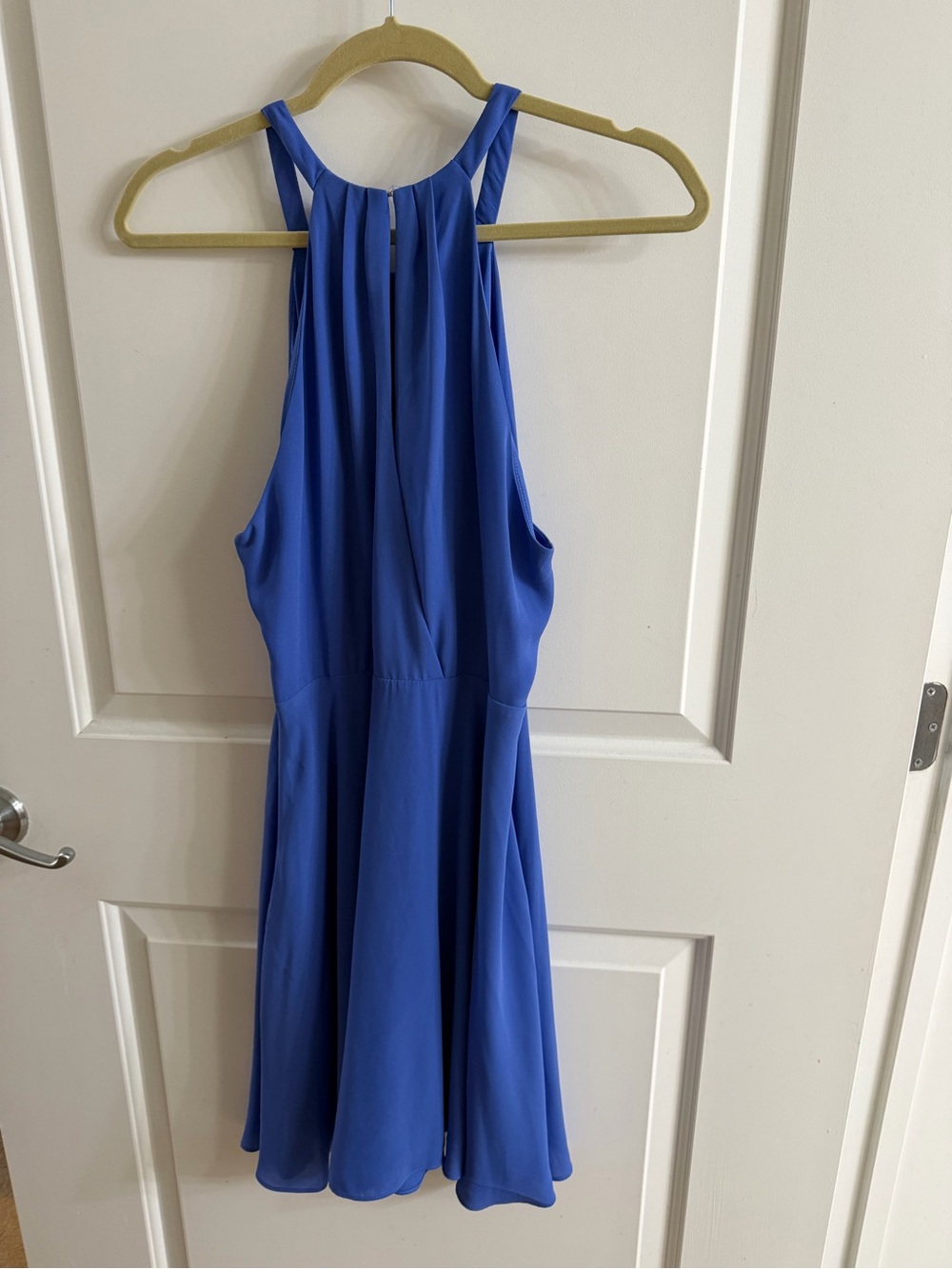 Express Cobalt Halter Fit-and-Flare Dress